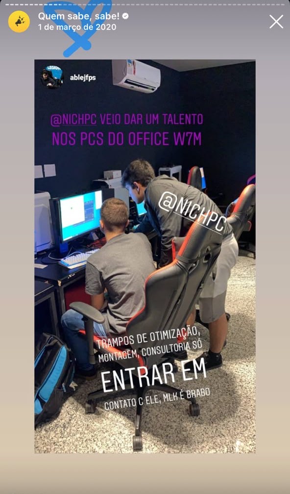 Otimizacao feita presencialmente na sede da W7M Esports