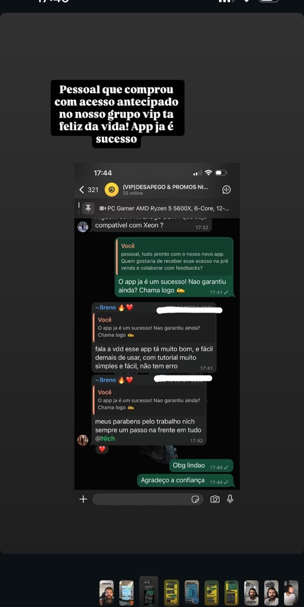 Feedback do grupo VIP: app facil de usar, sem erro
