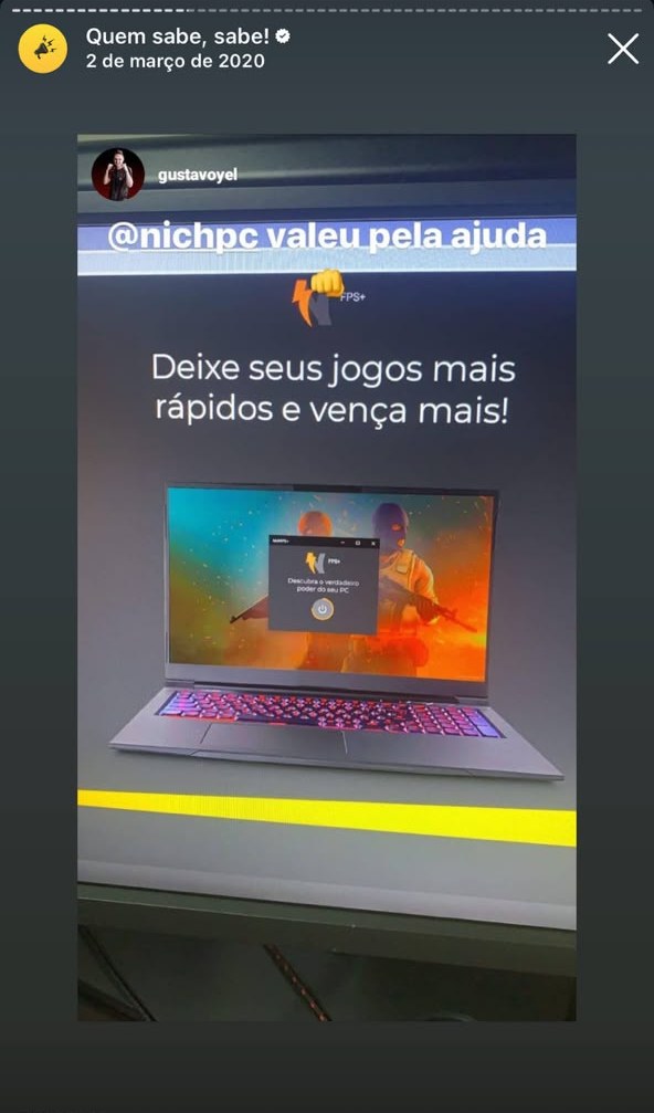 Cliente gustavoyel: PC pronto para jogos mais rapidos
