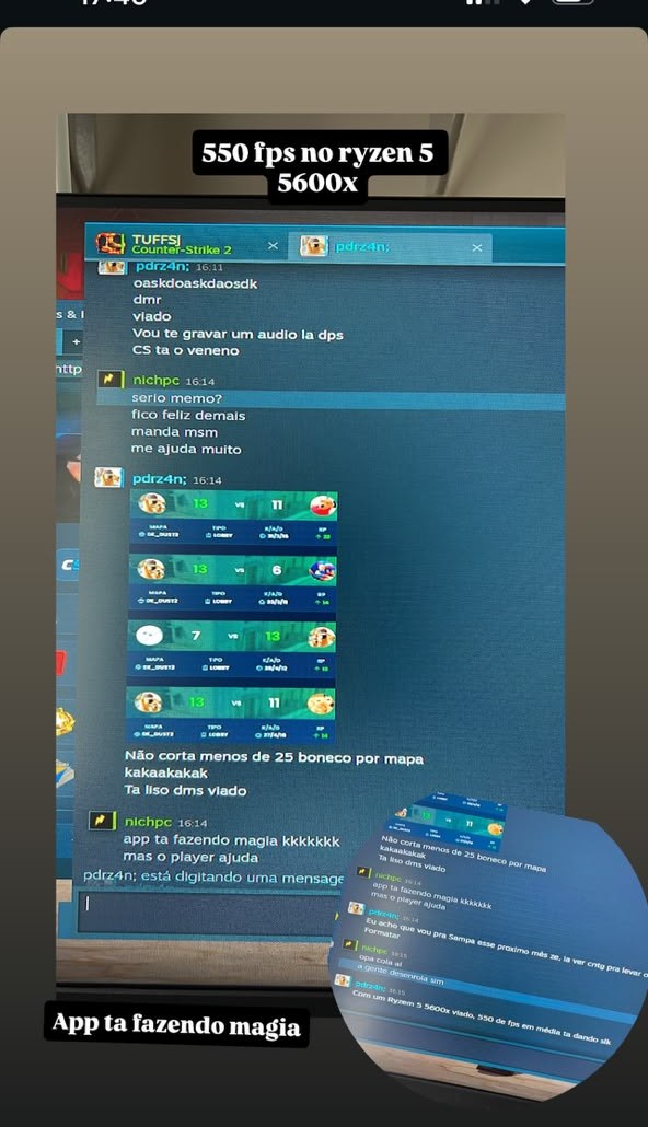 Cliente relata 550 FPS no Ryzen 5 5600X apos otimizacao